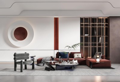 现代家居客厅3D模型下载